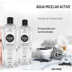 ÁGUA MICELAR ACTIVE 250ML - ENRIQUECIDA COM CARVÃO ATIVADO